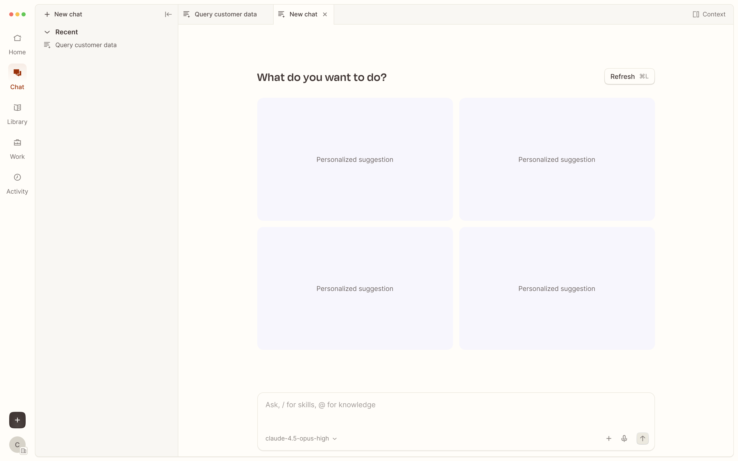 An AI companion suggesting personalized automations inside a work canvas