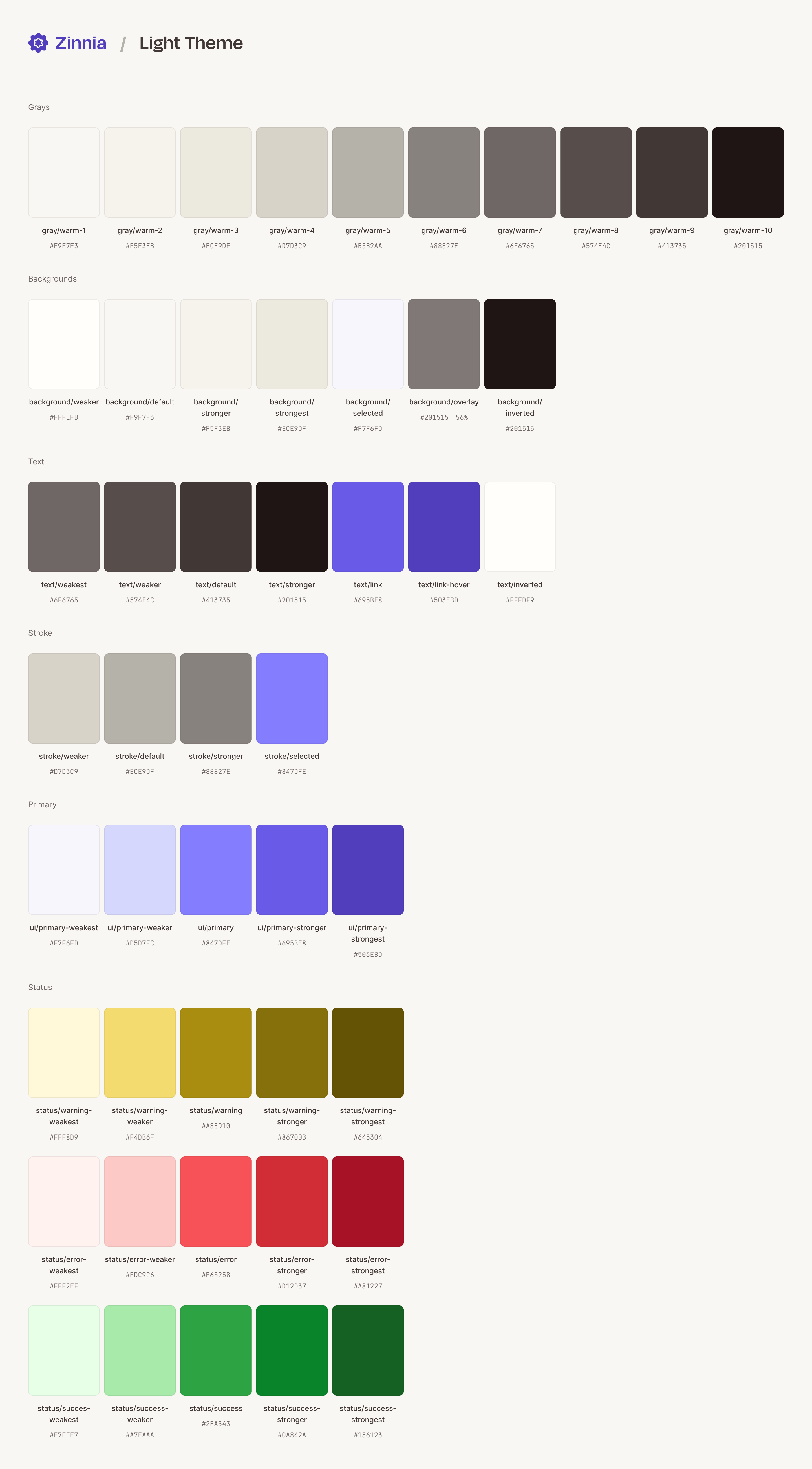 The semantic color scales used by Zapier's light theme