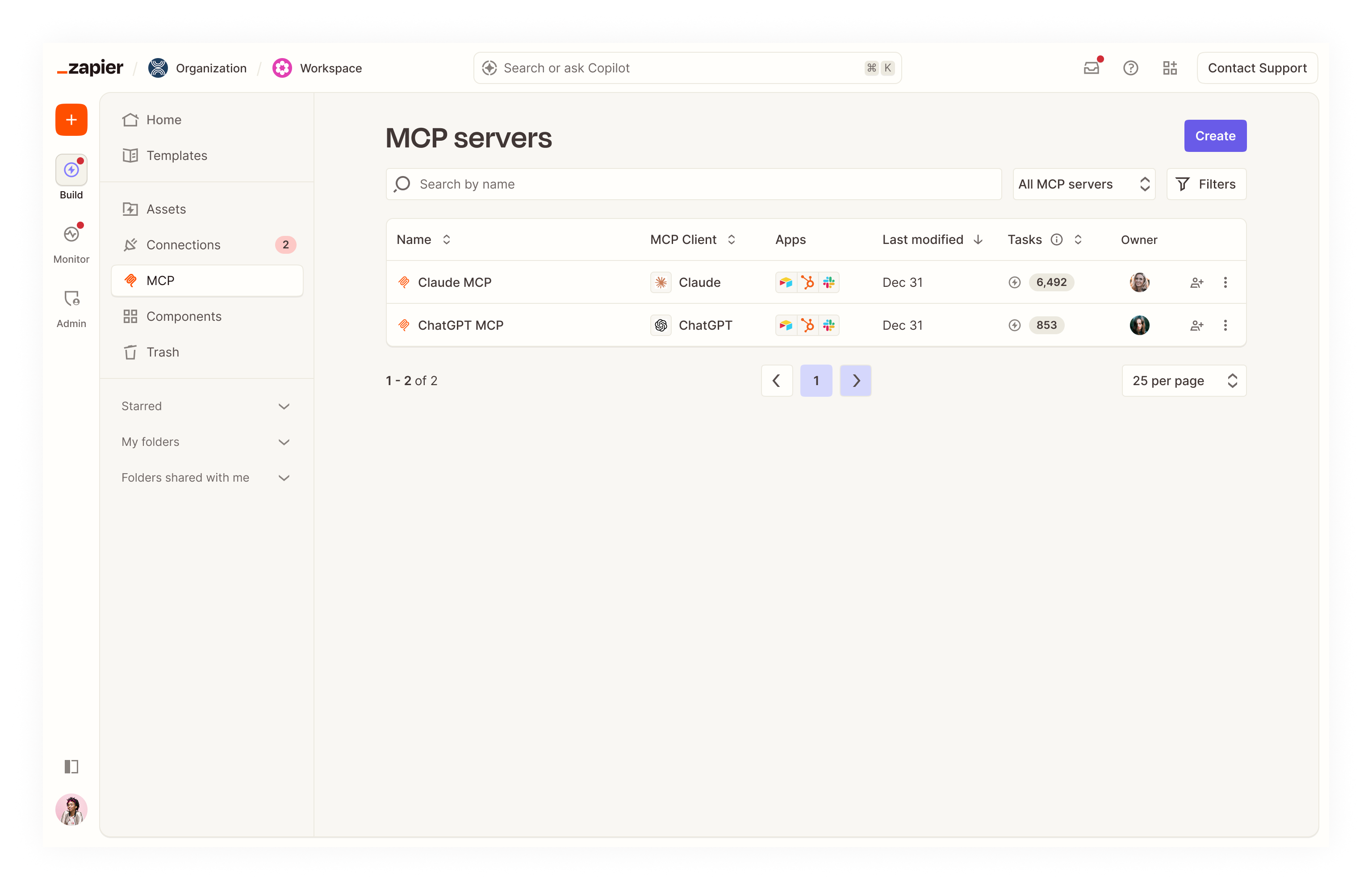 A Zapier platform listing page in the light theme